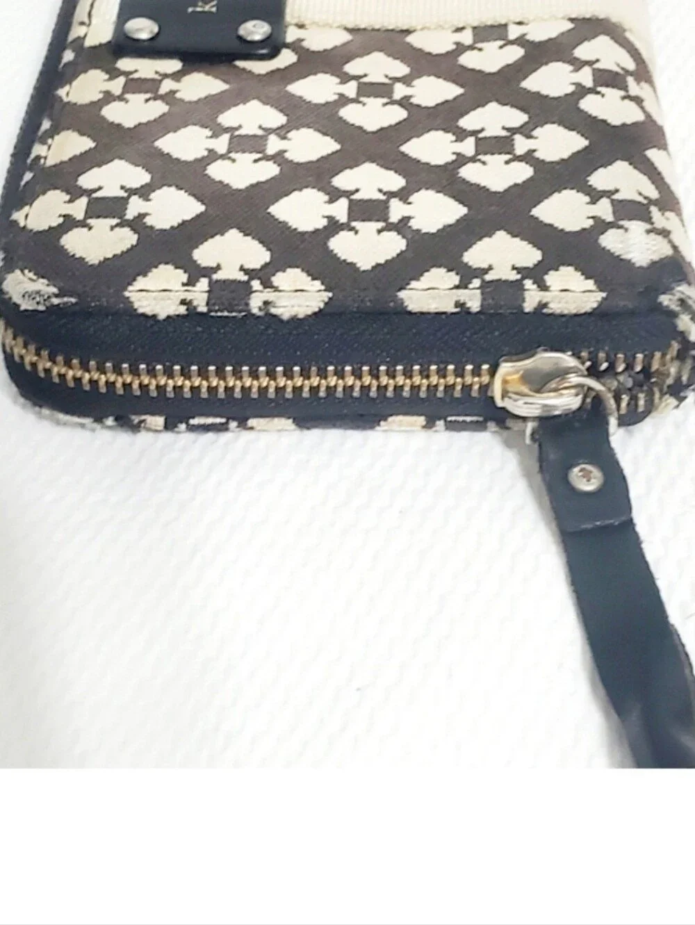 Kate Spade Nada Signature Canvas Wallet Black Pink Stripe